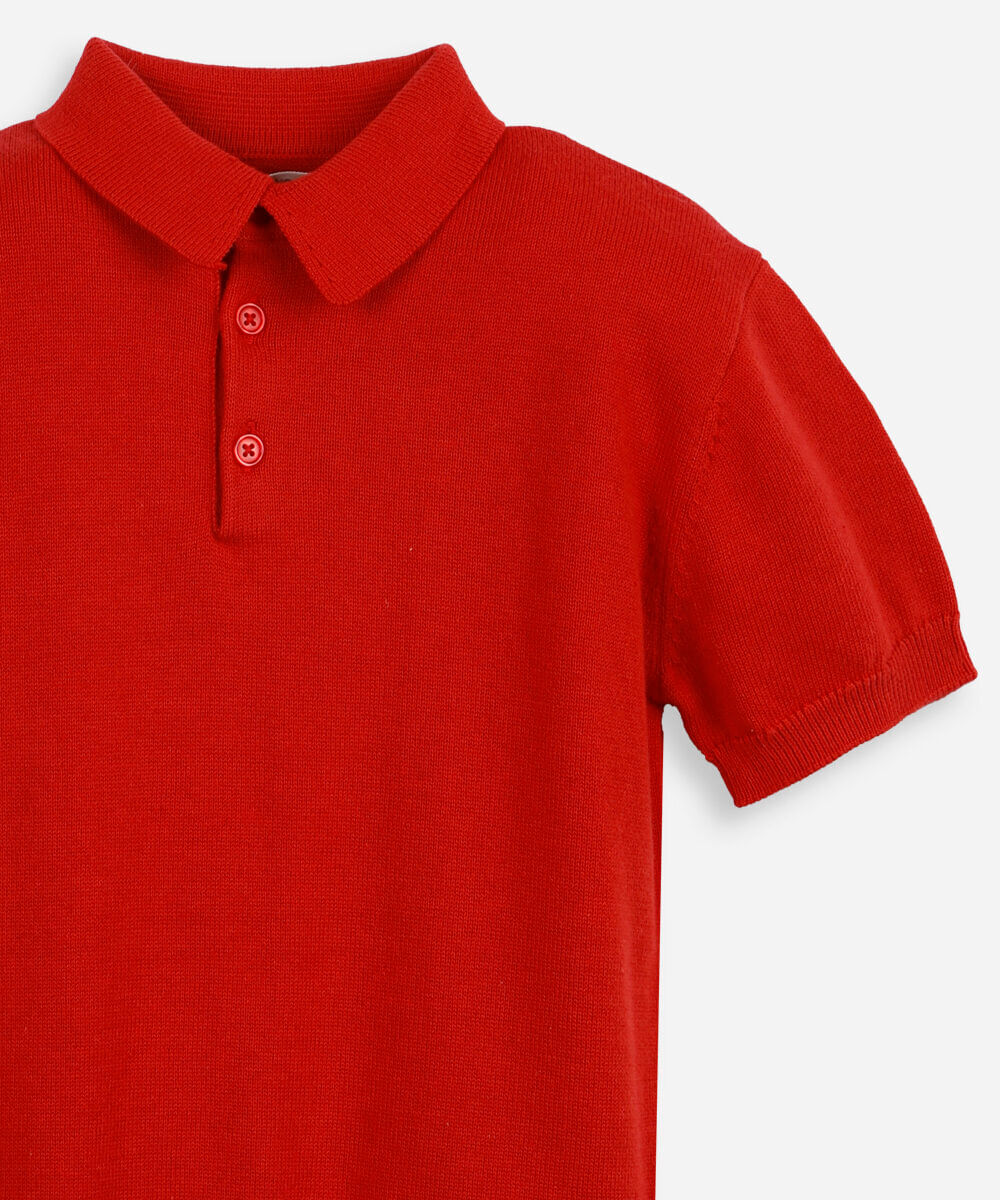 polo infantil de tricot manga curta vermelha