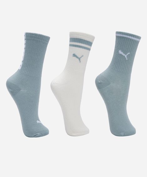 kit de 3 meias cano longo puma verde