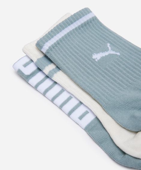 kit de 3 meias cano longo puma verde