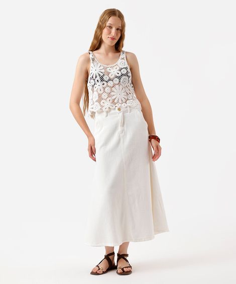 saia midi feminina de sarja off white