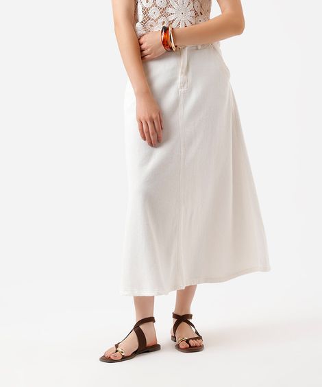 saia midi feminina de sarja off white