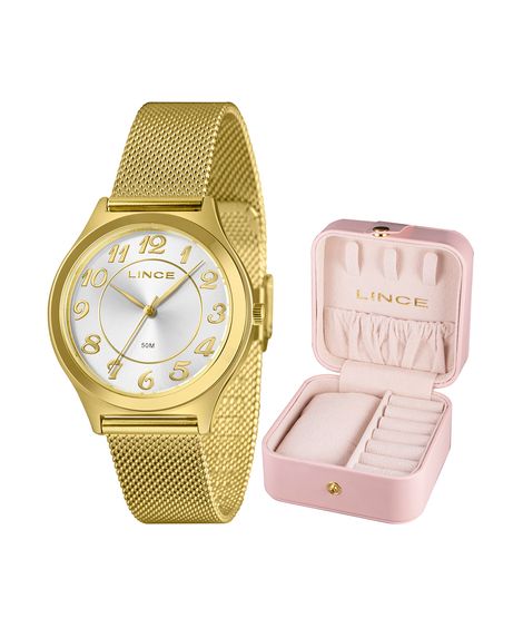 kit relógio feminino lince analógico lrgm030l38 s2kx pj dourado