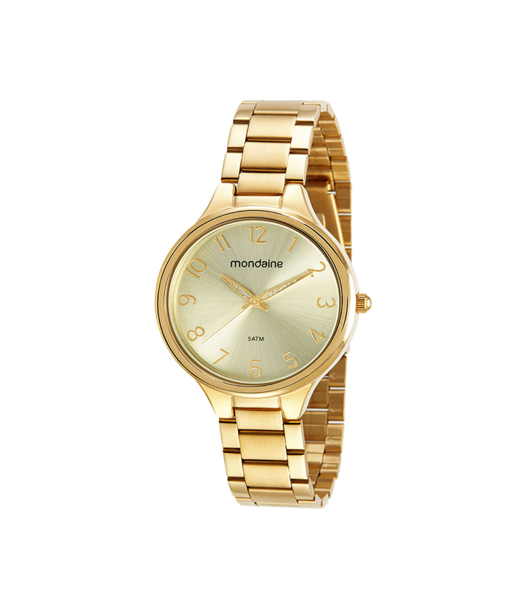 kit relógio feminino mondaine analógico 32418lpmvde1kc dourado