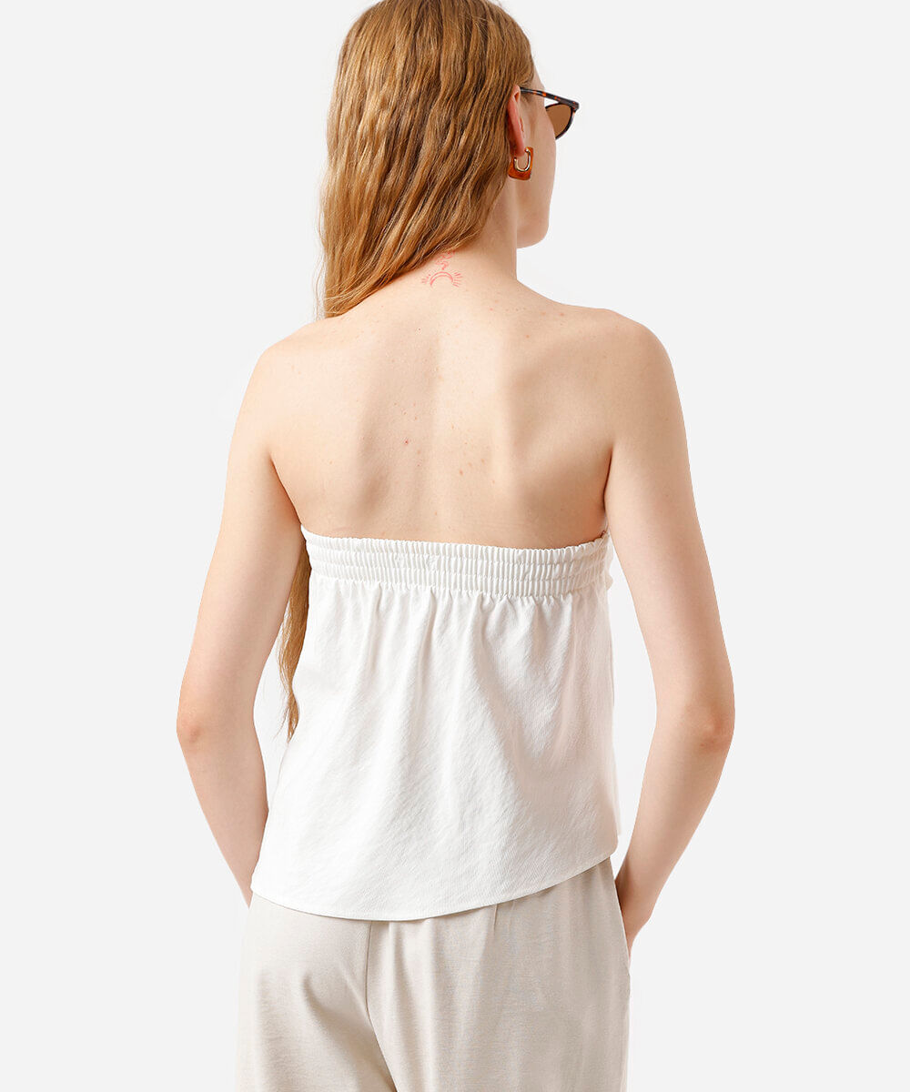 blusa sem alça feminina com viscose assimétrica off white