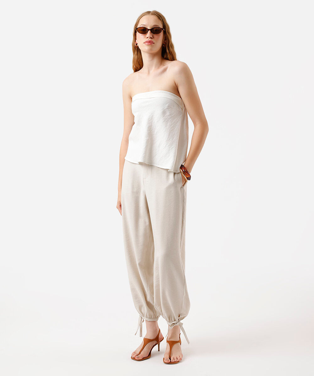 blusa sem alça feminina com viscose assimétrica off white