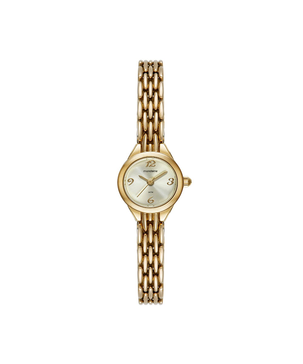 kit relógio feminino mondaine analógico 99782lpmvdm1kc dourado