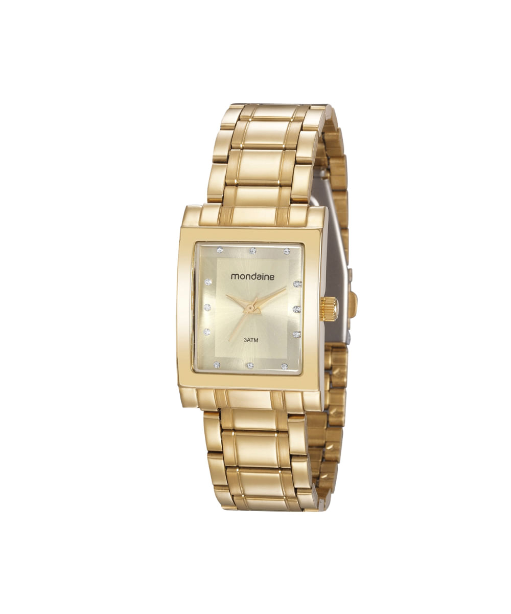 kit relógio feminino mondaine analógico 32103lpmvde1kc dourado