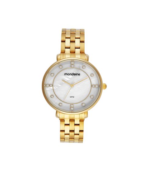kit relógio feminino mondaine analógico 32834lpmkde1k1 dourado