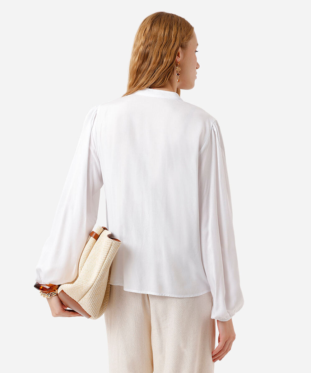 camisa feminina de viscose off white
