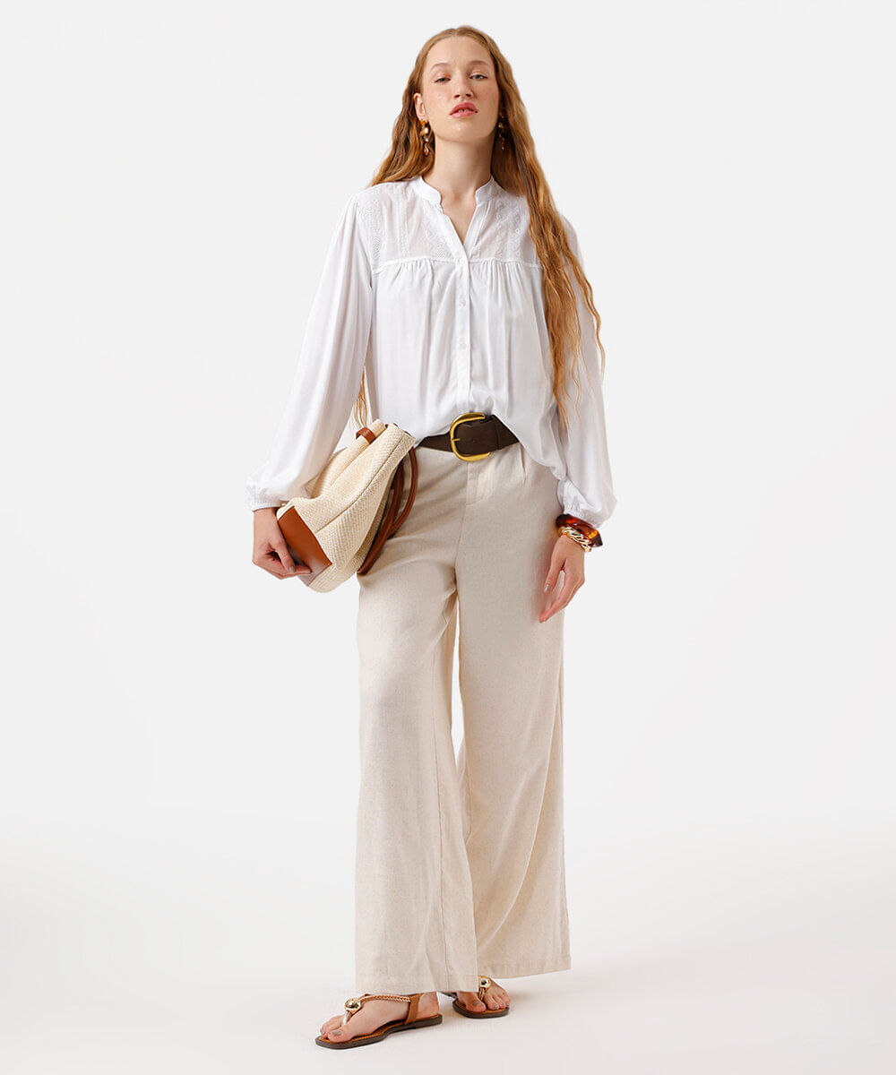 camisa feminina de viscose off white