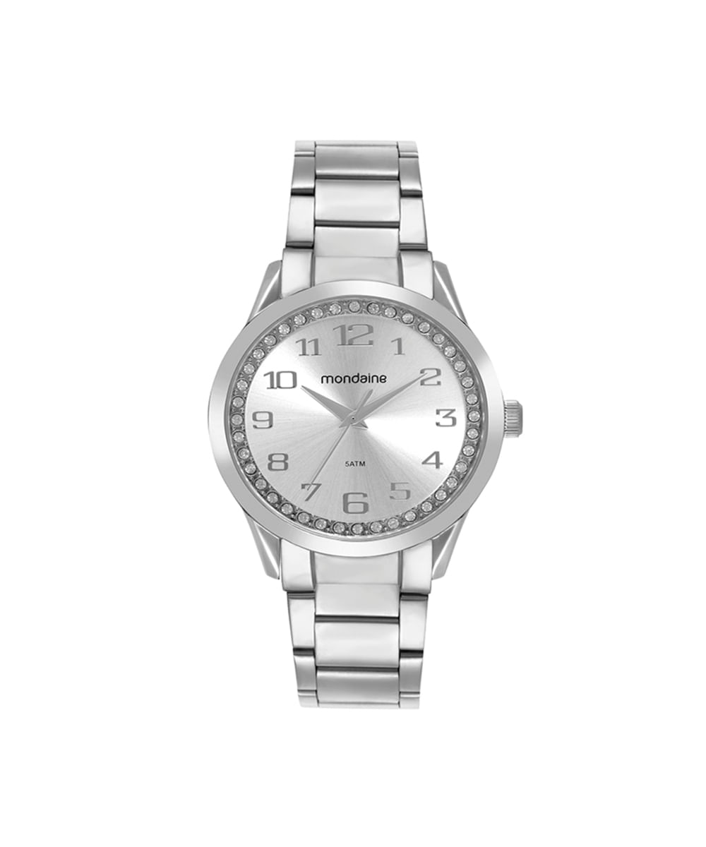 kit relógio feminino mondaine analógico 99764l0mvne1kd prateado