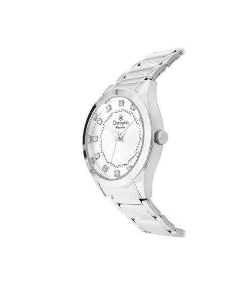 kit relógio feminino champion analógico ch24759s prateado