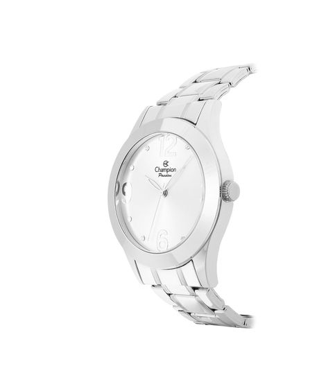 kit relógio feminino champion analógico ch24268b prateado