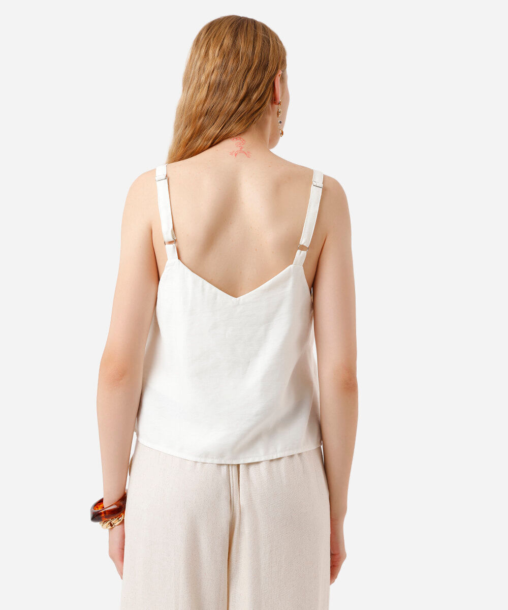regata feminina de viscose decote v off white