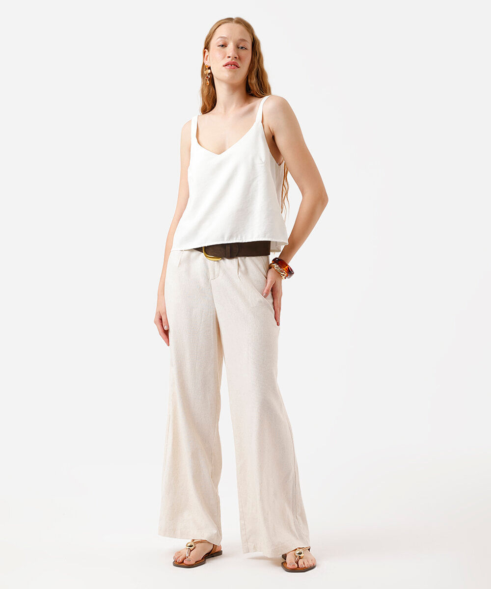 regata feminina de viscose decote v off white