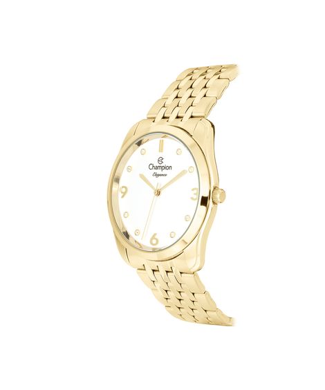 kit relógio feminino champion analógico cn25341w dourado