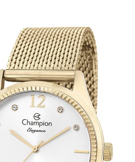 kit relógio feminino champion analógico cn25770n dourado