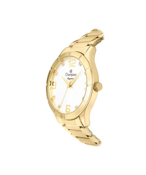 kit relógio feminino champion analógico cn26055w dourado