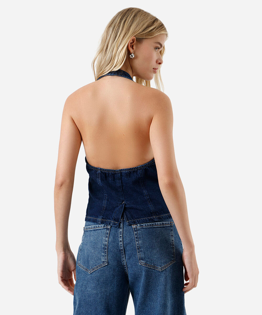 blusa frente única feminina jeans azul
