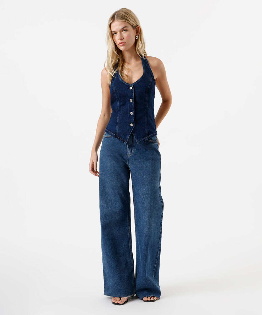 blusa frente única feminina jeans azul