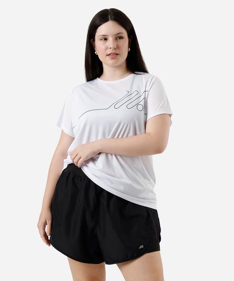 blusa feminina esportiva ace estampada plus size branca