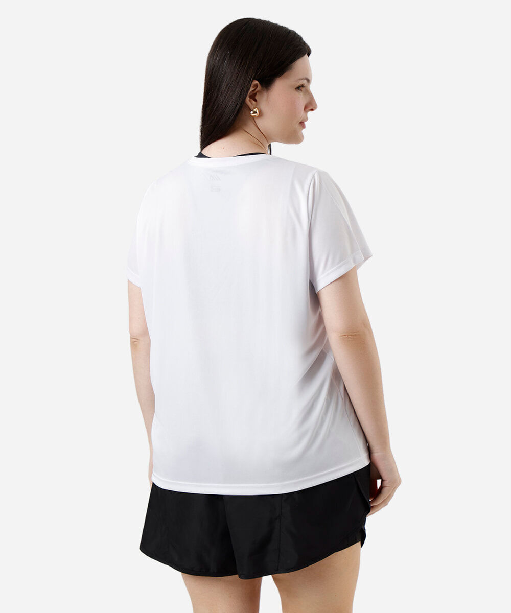 blusa feminina esportiva estampada plus size branca