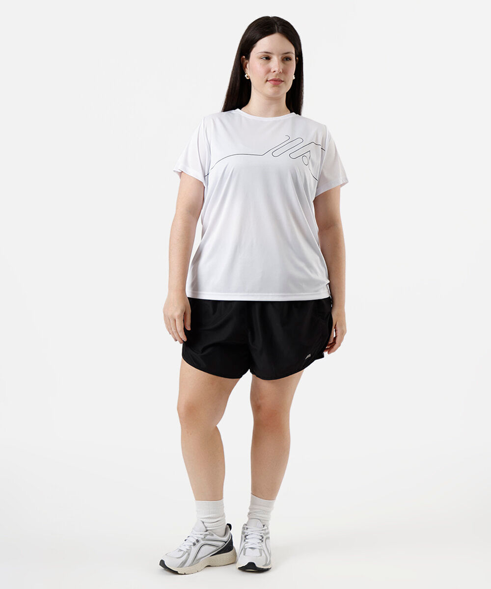 blusa feminina esportiva estampada plus size branca