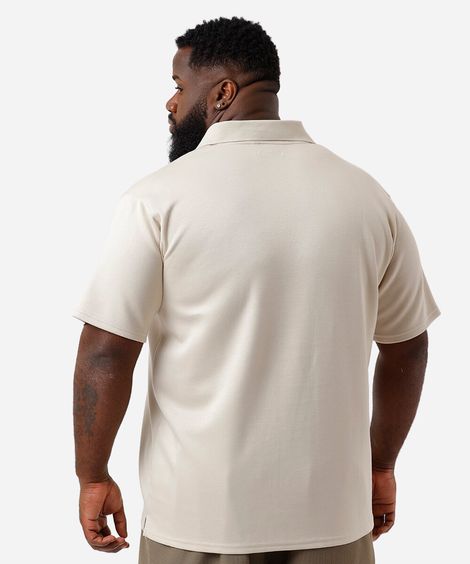polo masculina com viscose gola v plus size bege