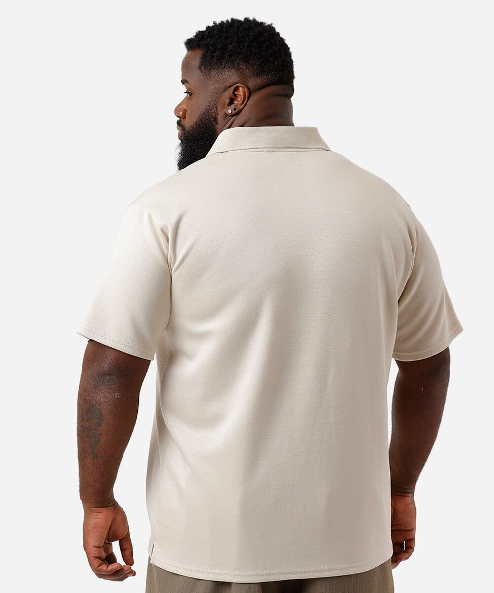 polo masculina com viscose gola v plus size bege