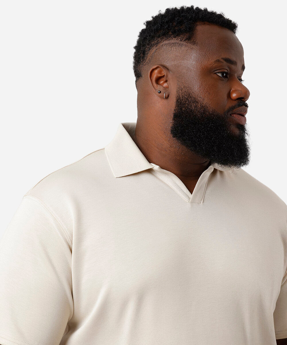 polo masculina com viscose gola v plus size bege