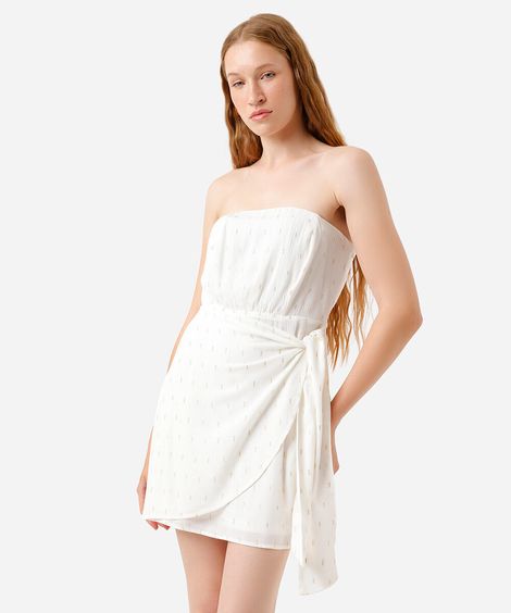 vestido curto sem alça feminino de viscose off white