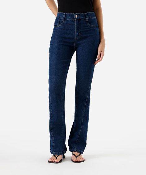 calça boot cut feminina jeans com recorte sawary azul