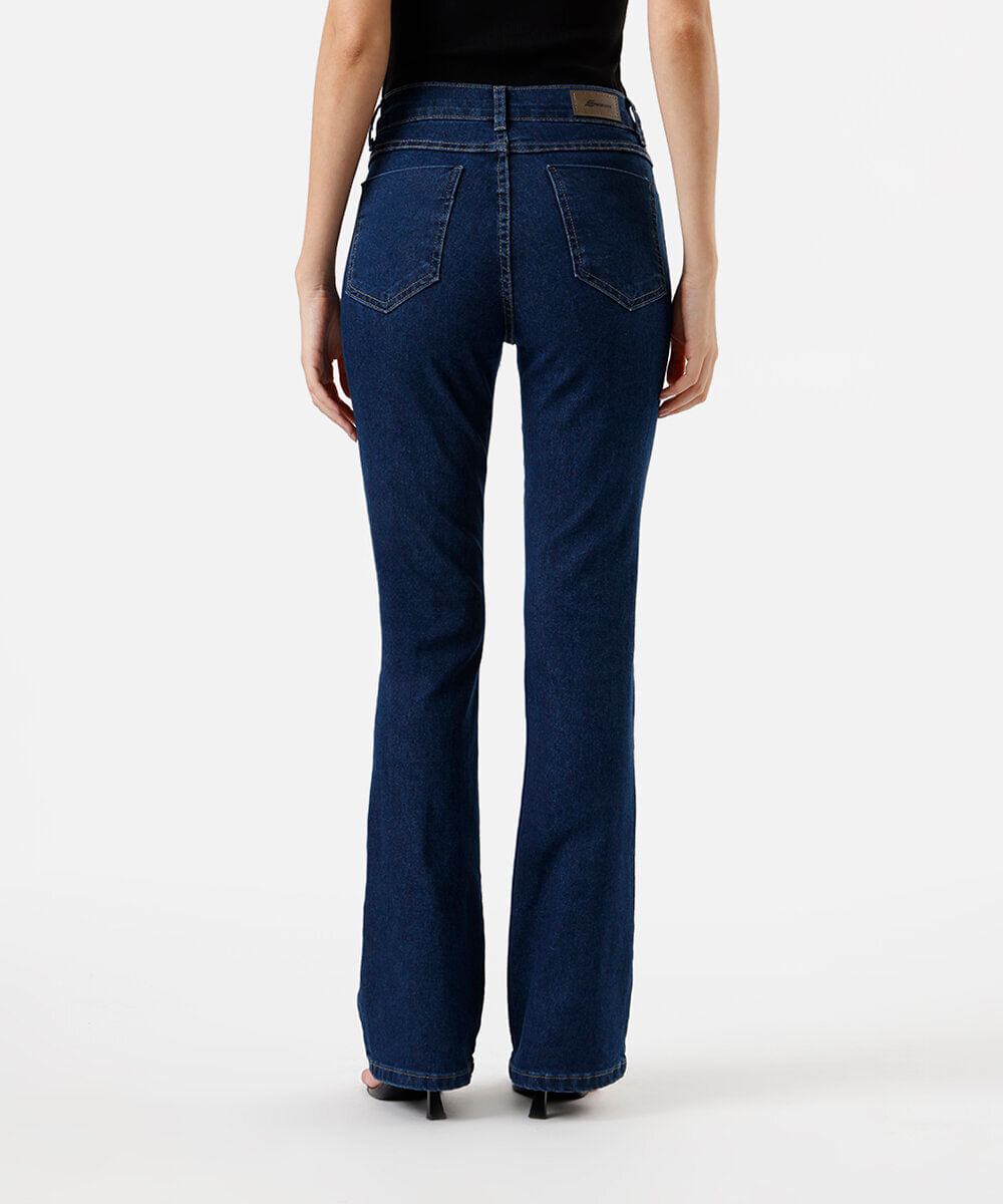 calça boot cut feminina jeans com recorte sawary azul