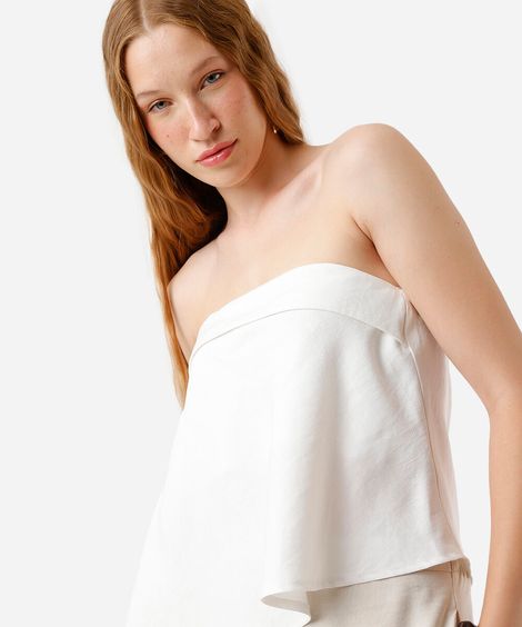 blusa sem alça feminina com viscose off white