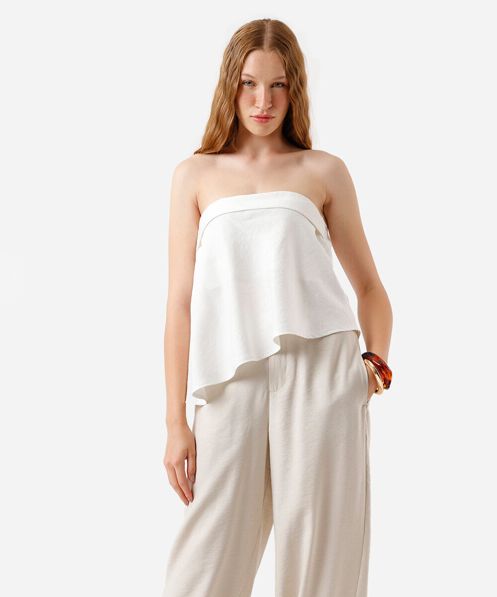 blusa sem alça feminina com viscose off white