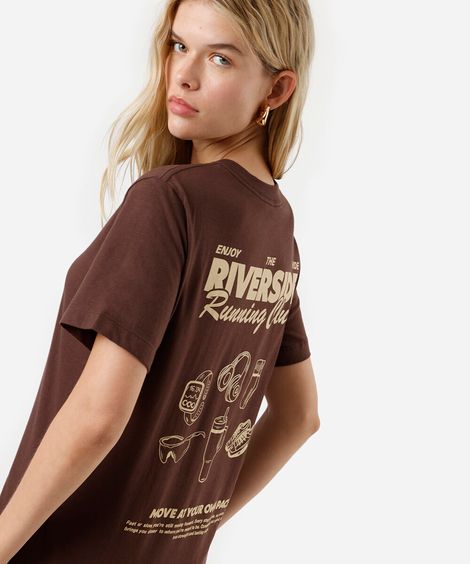 camiseta feminina de algodão manga curta marrom