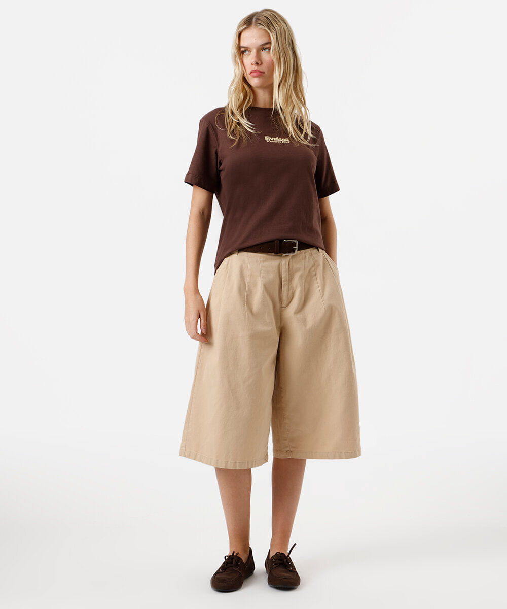 camiseta feminina de algodão manga curta marrom