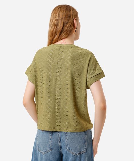 blusa feminina de laise manga curta verde