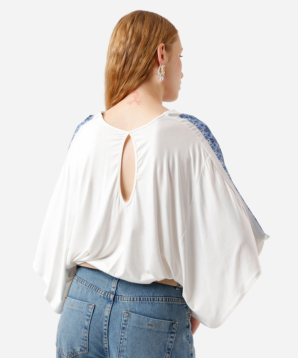 bata feminina com viscose folhagens colorida