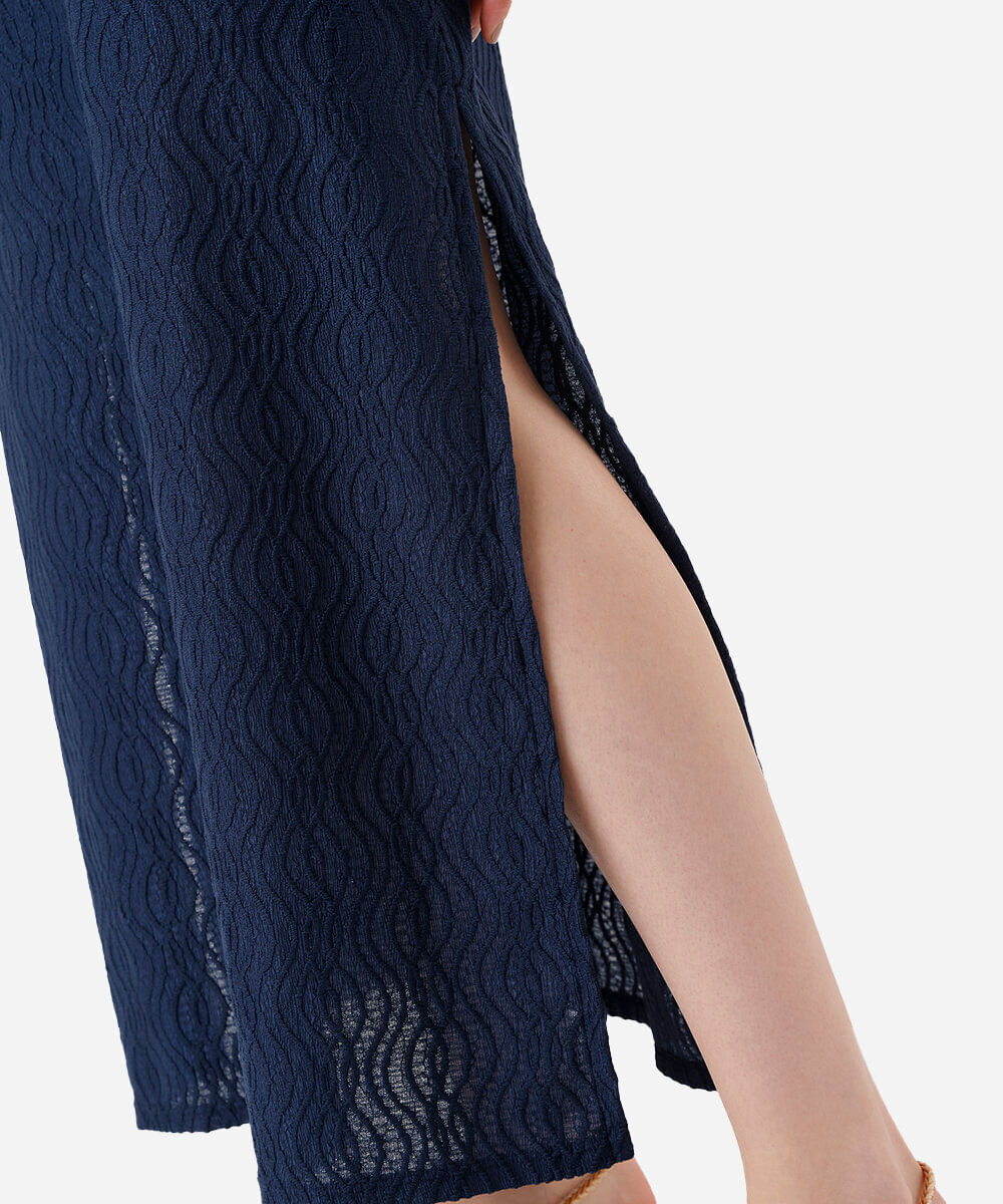 vestido longo feminino de laise ombro único azul