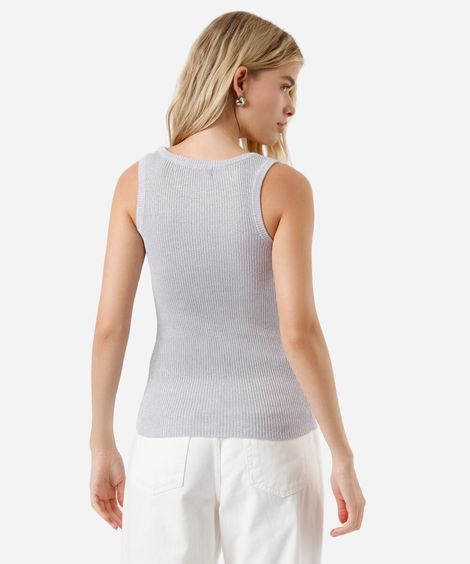 regata feminina de tricot com lurex lilás