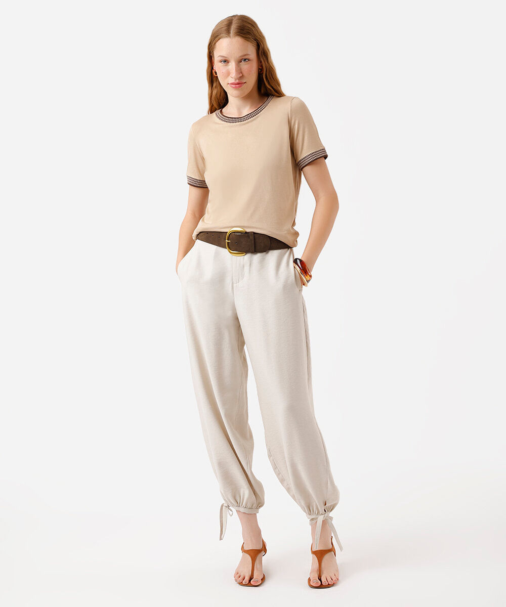 blusa feminina de viscose manga curta bege