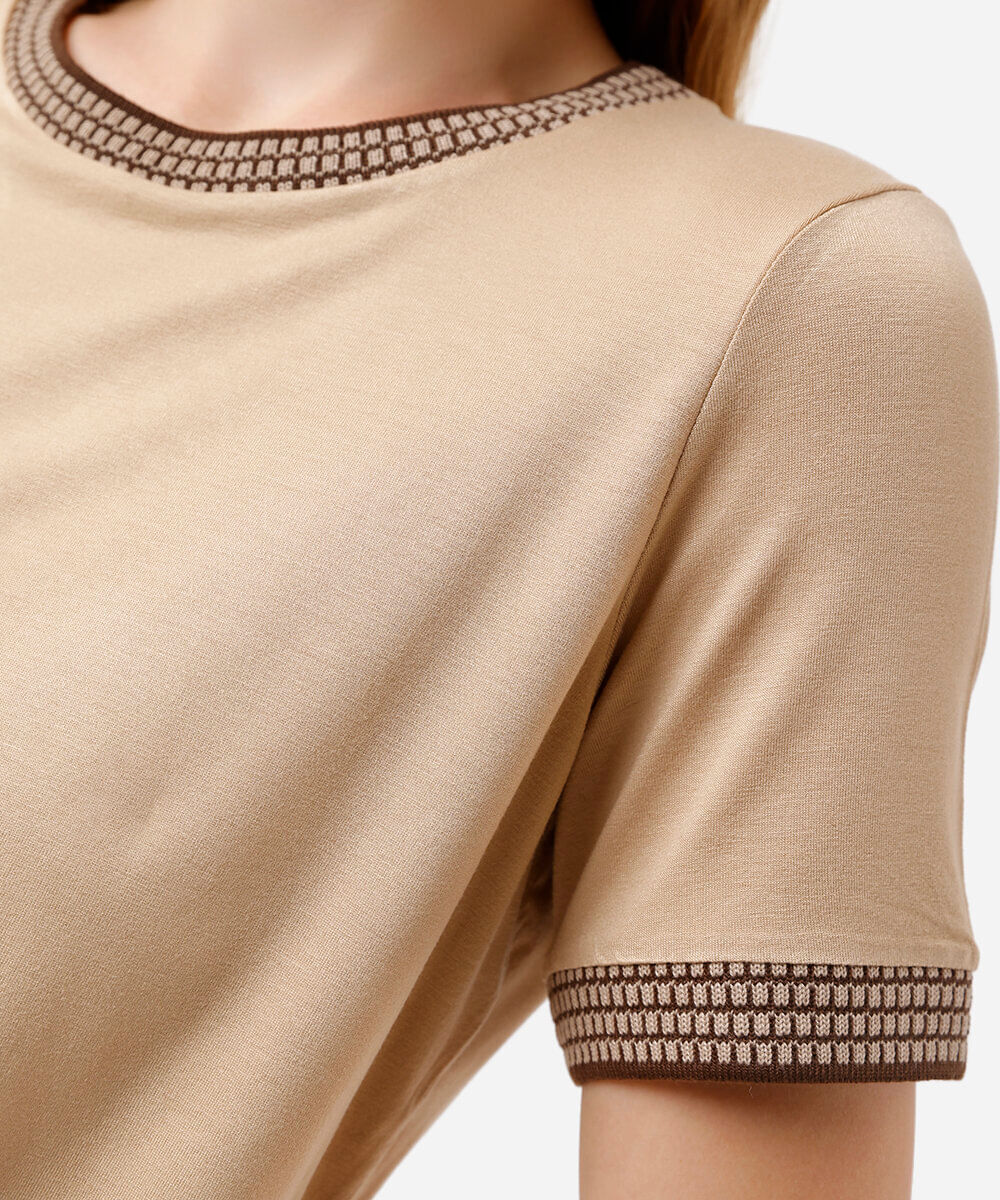 blusa feminina de viscose manga curta bege