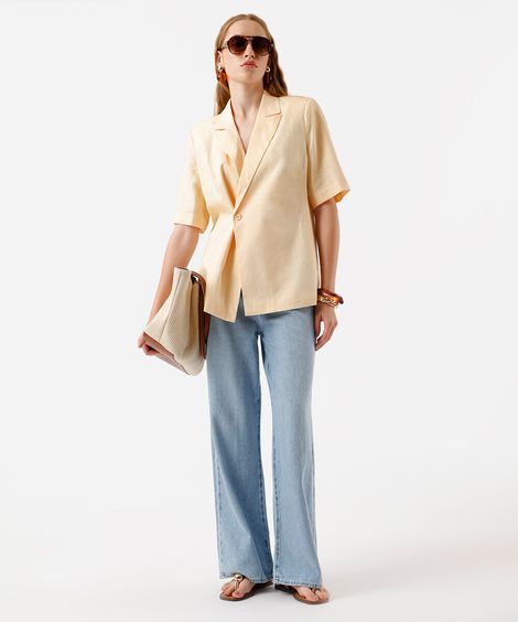 calça wide leg feminina jeans com cinto azul