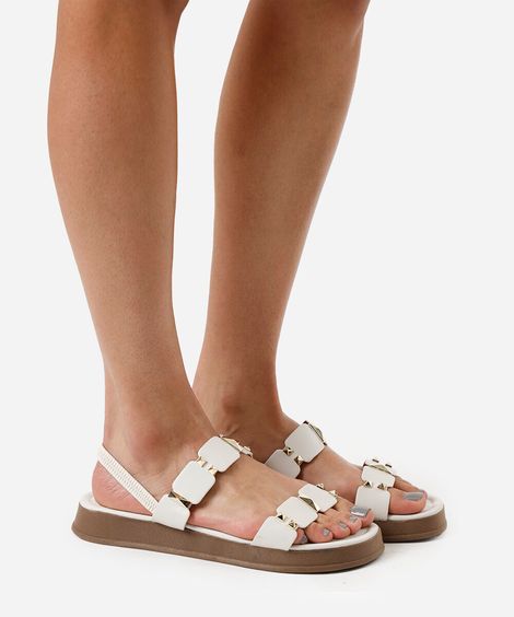 rasteirinha flatform com tachas via uno off white