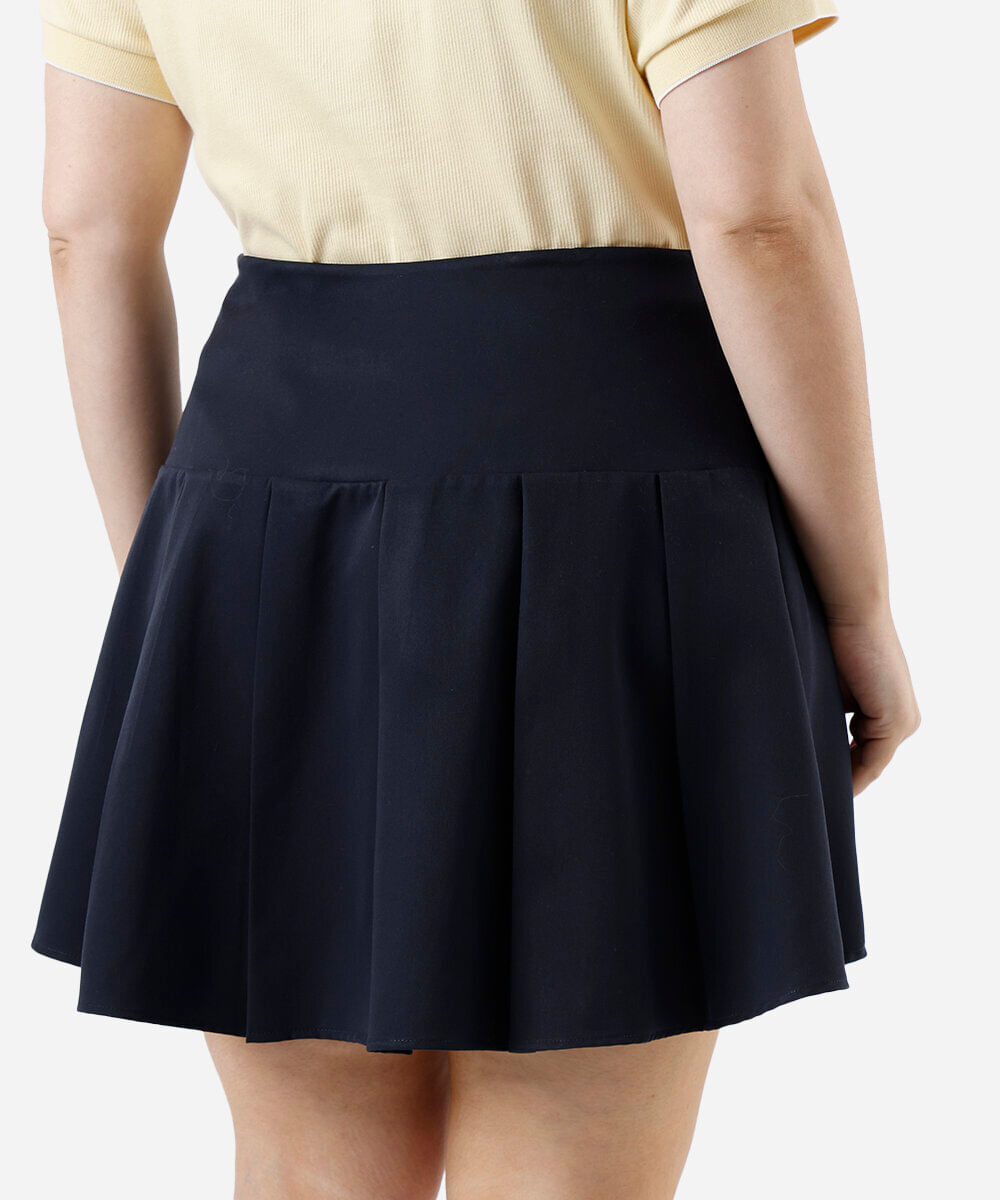 saia curta feminina com pregas plus size azul