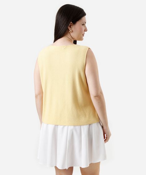 colete feminino de tricot plus size amarelo