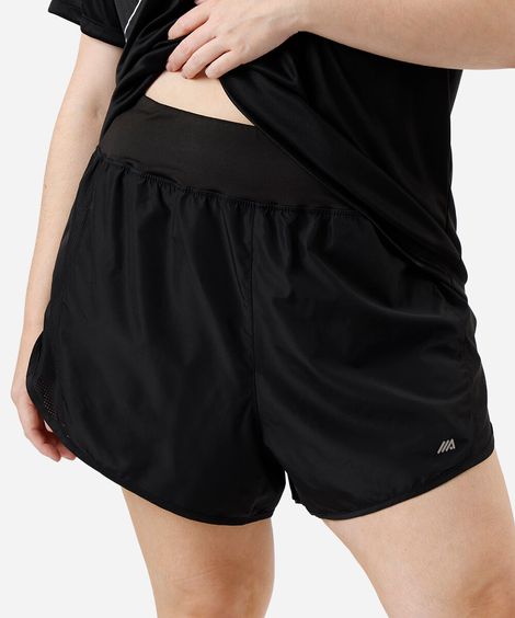 short running feminino com bermuda interna esportivo ace plus size  preto