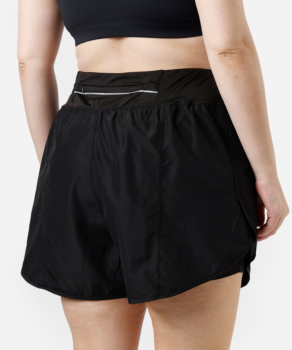 short running feminino com bermuda interna esportivo plus size preto