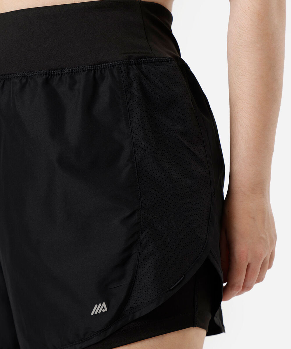 short running feminino com bermuda interna esportivo plus size preto